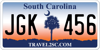SC license plate JGK456