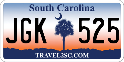 SC license plate JGK525