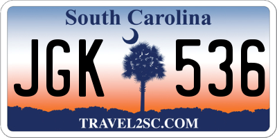 SC license plate JGK536
