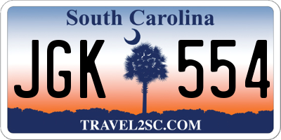 SC license plate JGK554