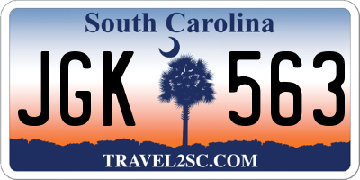 SC license plate JGK563