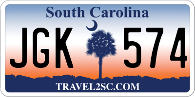SC license plate JGK574