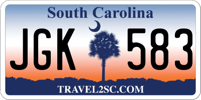 SC license plate JGK583