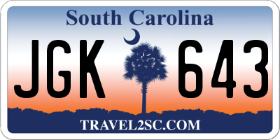 SC license plate JGK643