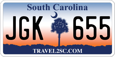 SC license plate JGK655