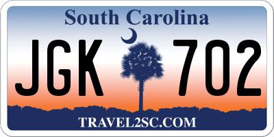 SC license plate JGK702