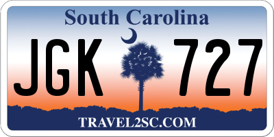SC license plate JGK727