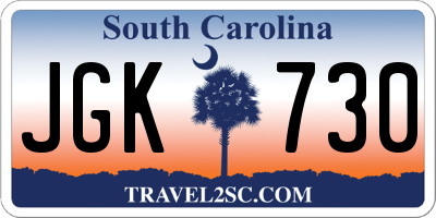 SC license plate JGK730