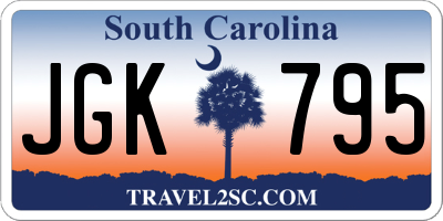 SC license plate JGK795