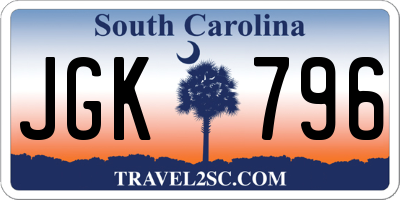 SC license plate JGK796