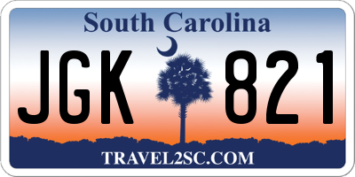 SC license plate JGK821