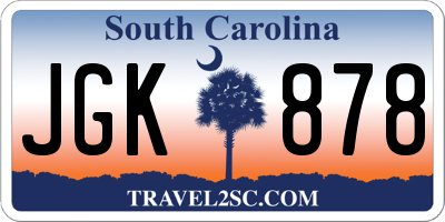 SC license plate JGK878
