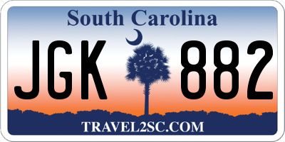SC license plate JGK882