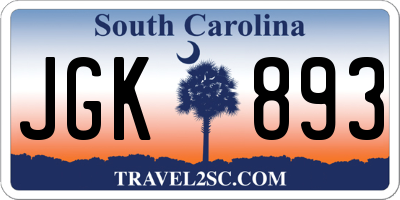 SC license plate JGK893