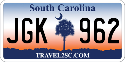 SC license plate JGK962