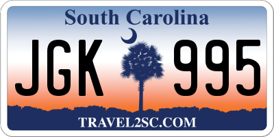 SC license plate JGK995