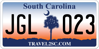 SC license plate JGL023