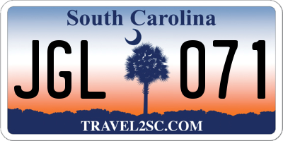 SC license plate JGL071