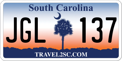 SC license plate JGL137
