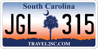 SC license plate JGL315