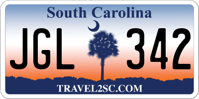 SC license plate JGL342