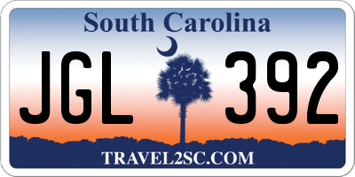 SC license plate JGL392