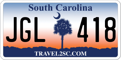 SC license plate JGL418
