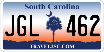 SC license plate JGL462