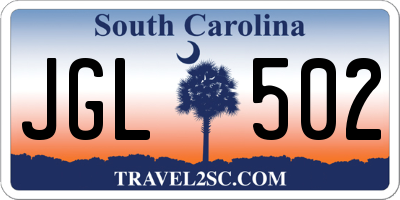 SC license plate JGL502