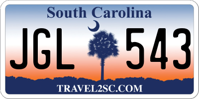 SC license plate JGL543