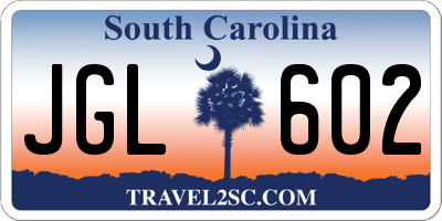 SC license plate JGL602
