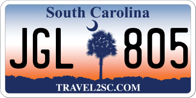 SC license plate JGL805