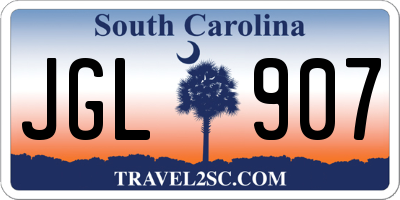 SC license plate JGL907