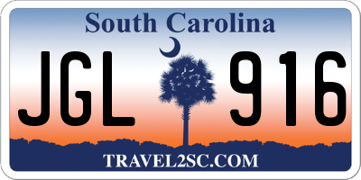 SC license plate JGL916
