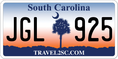 SC license plate JGL925
