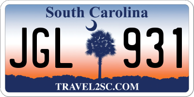 SC license plate JGL931
