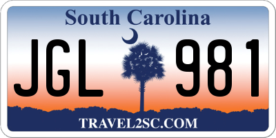 SC license plate JGL981
