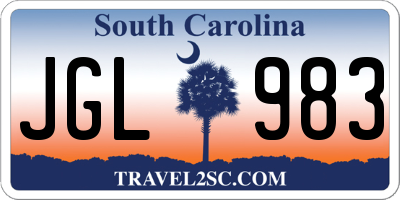 SC license plate JGL983