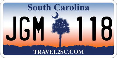 SC license plate JGM118