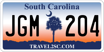 SC license plate JGM204