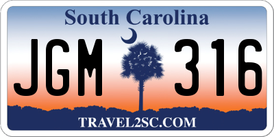 SC license plate JGM316