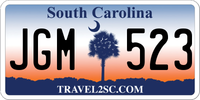 SC license plate JGM523