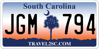 SC license plate JGM794