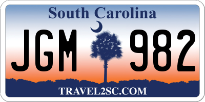 SC license plate JGM982