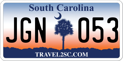 SC license plate JGN053