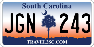 SC license plate JGN243