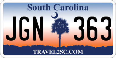 SC license plate JGN363