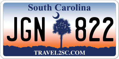 SC license plate JGN822