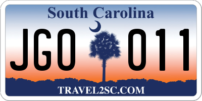 SC license plate JGO011