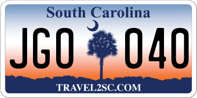 SC license plate JGO040